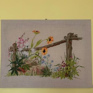 Vintage embroidered Crewel-24”x18”
